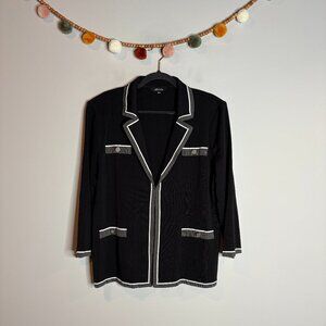Misook black knit contrast trim blazer